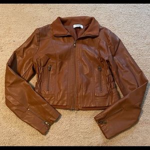 Cropped man made leather  jacket
